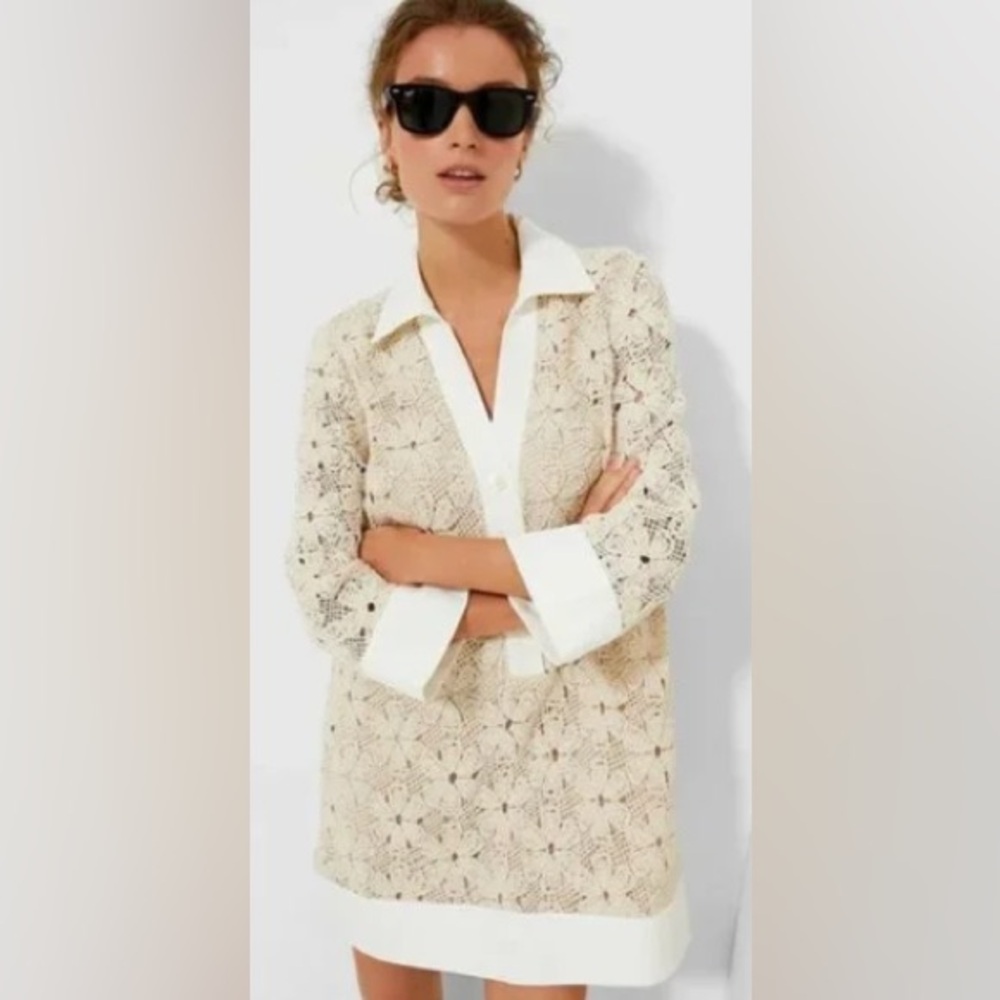 XS Tuckernuck Tan Crochet Collier Dress